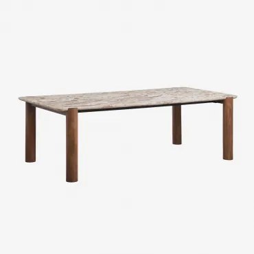 Rectangulaire Eettafel 245x110 Cm Van Mangohout En Oneca Marmer Beige Marmer Panther - Sklum
