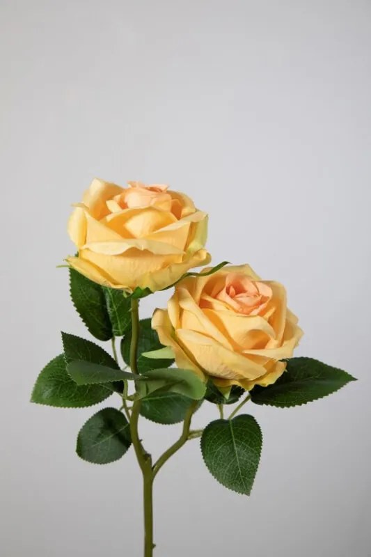 Roos - 2 stuks - zijden bloem - geel - topkwaliteit