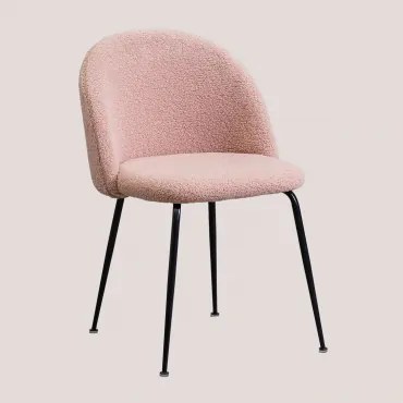 Set Van 2 Chenille Eetkamerstoelen Kana Design Roze & Zwart - Sklum