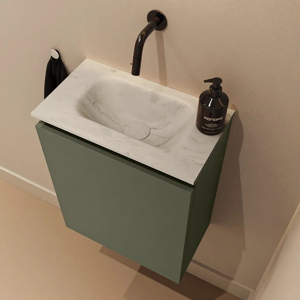 Mondiaz Ture DLux toiletmeubel 40cm army met wastafel opalo midden zonder kraangat