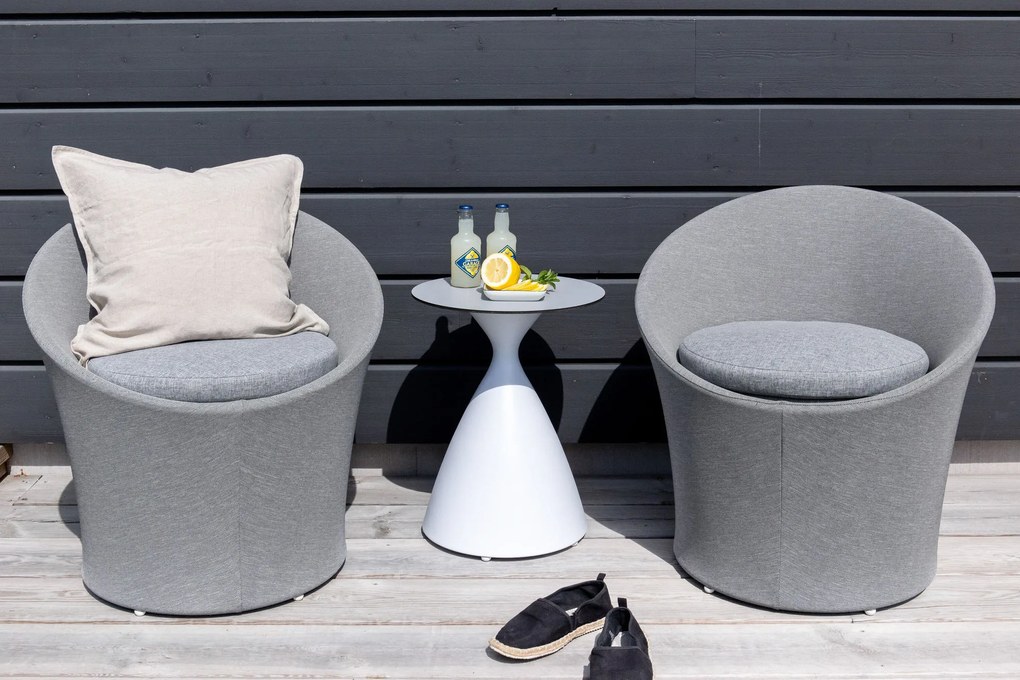 The Outsider Lounge/Balkon Set- Luuk - Wit/Grijs - Tafel - 2 Kussens - The Outsider