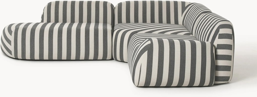 Gestreepte modulaire hoekbank Wolke (4-zits) met chaise longue