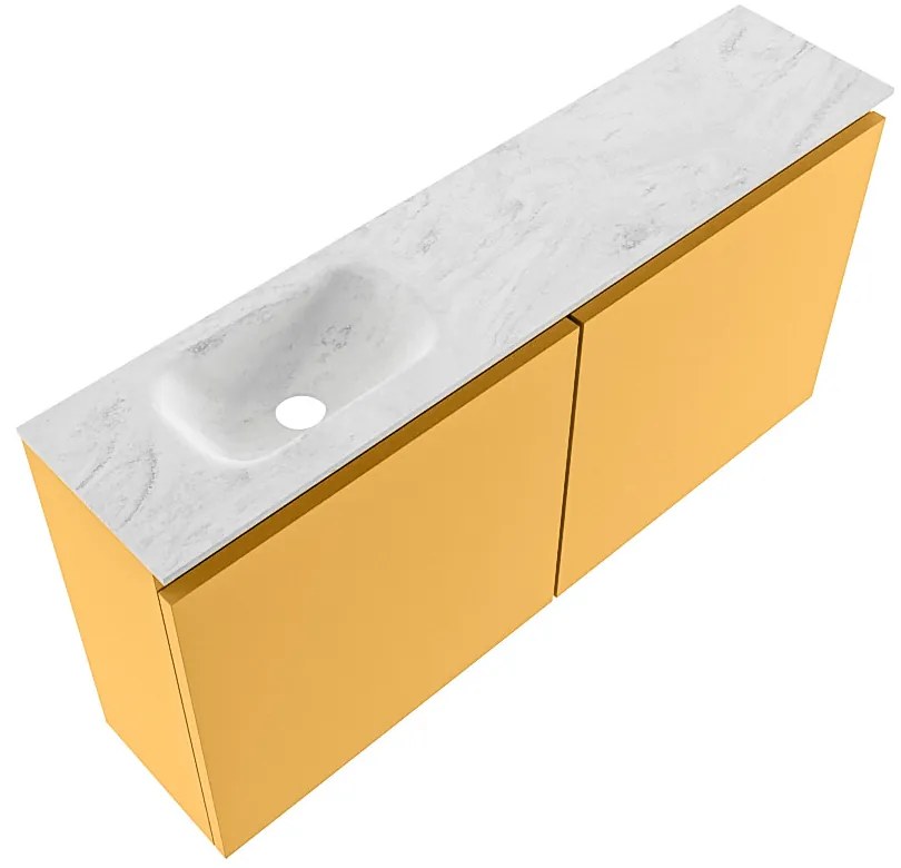 Mondiaz Ture DLux toiletmeubel 100cm ocher met wastafel opalo links zonder kraangat