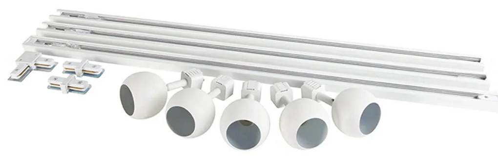 Modern railsysteem met 5 spots wit 1-fase  - Iconic Gissi