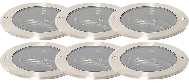 Set van 6 grondspot staal AR111 verstelbaar IP65 - Delux Honey
