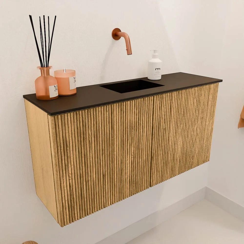 Mondiaz Joya 80cm toiletmeubel oak met wastafel faye midden zonder kraangat urban