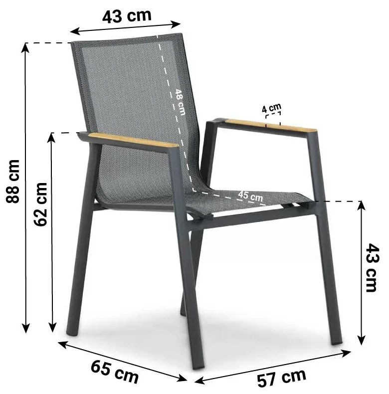 Tuinset 4 personen 160 cm Aluminium/textileen Grijs Lifestyle Garden Furniture Fiora/Mazzarino