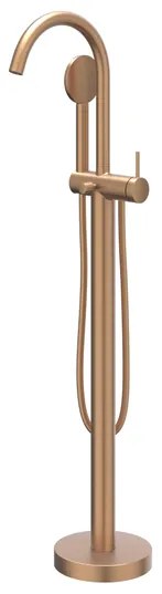IVY Nexus Badthermostaatkraan - opbouw - met wegdraaibare baduitloop - met omstel - cooltouch - Geborsteld mat koper PVD 6303005