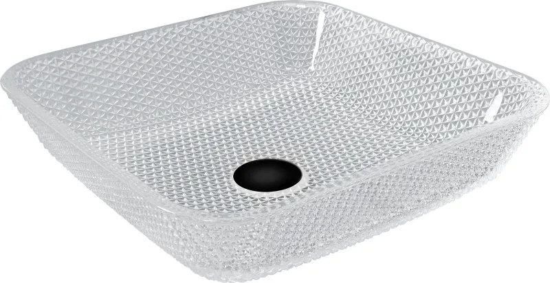 Mexen Mika glazen opbouw wastafel 40 x 40 cm, transparant - 24104000