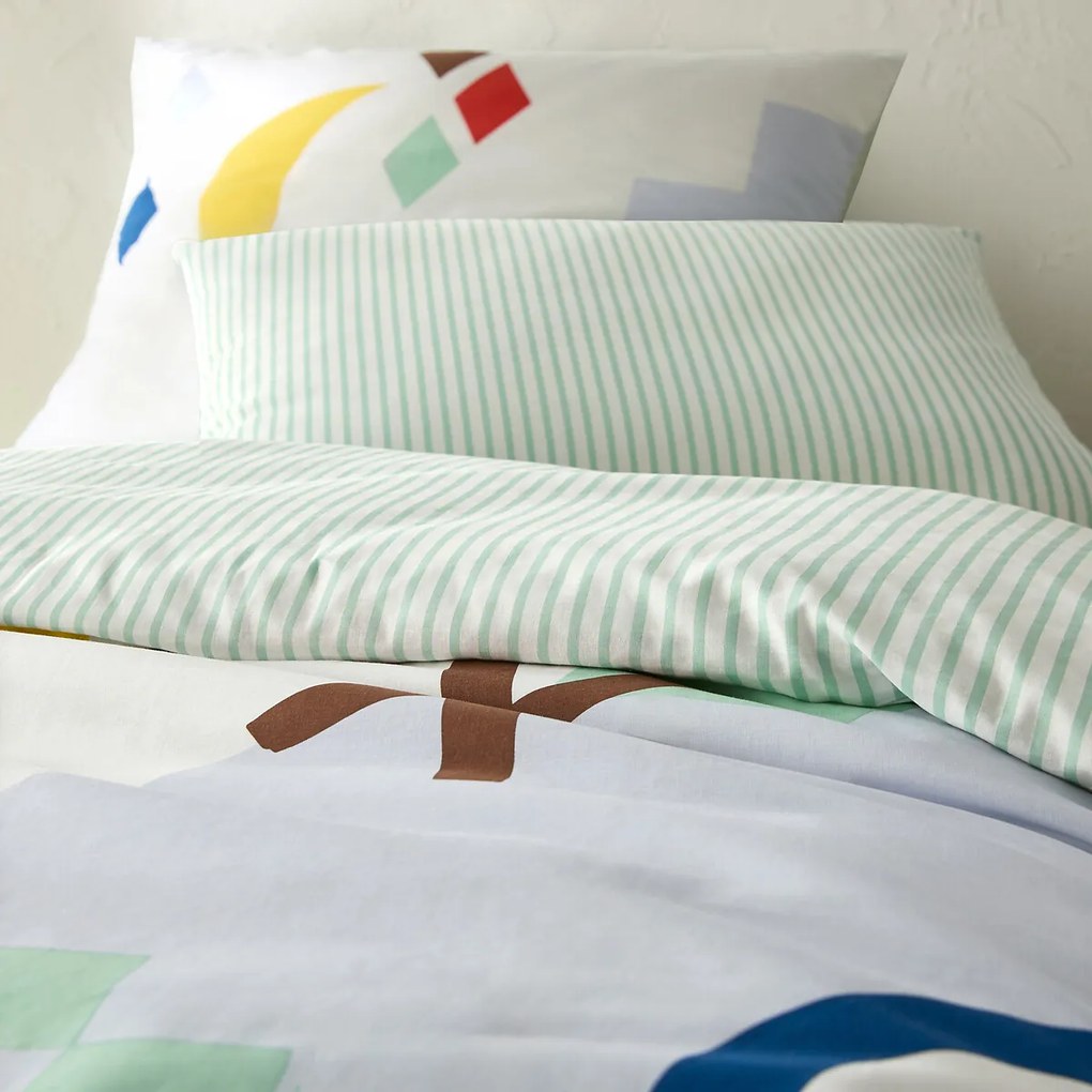 Bedset 50% recycled katoen, rechthoekige kussensloop.Olias