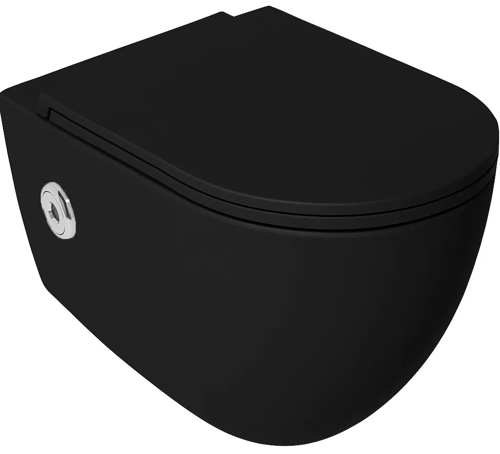 Isvea Infinity toiletpot met bidet en sensor randloos zwart mat