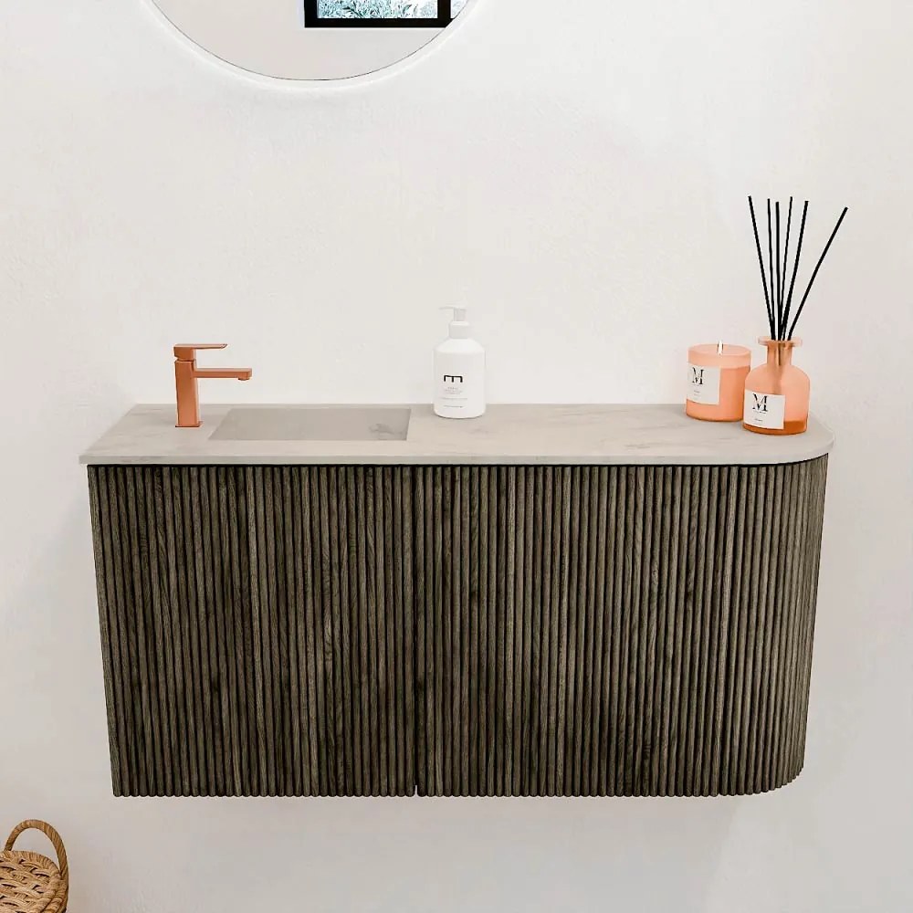 Mondiaz Joya DLux 80cm toiletmeubel ronding rechts shadow met wastafel faye links 1 kraangat opalo