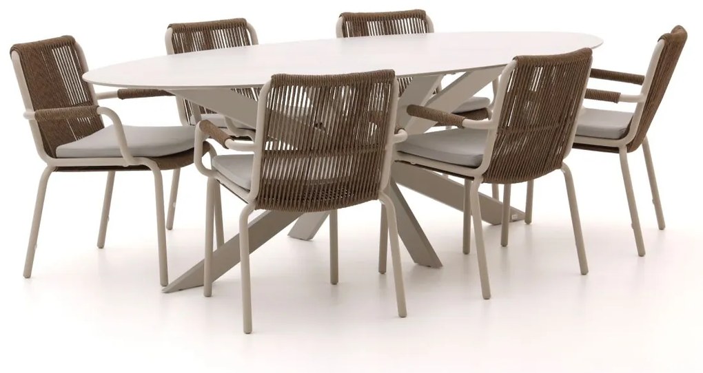 + 10% kassakorting | Diningset Bellagio  | 6 personen sintered stone | Tuinset stapelbaar | 7-delig | Kees Smit Tuinmeubelen