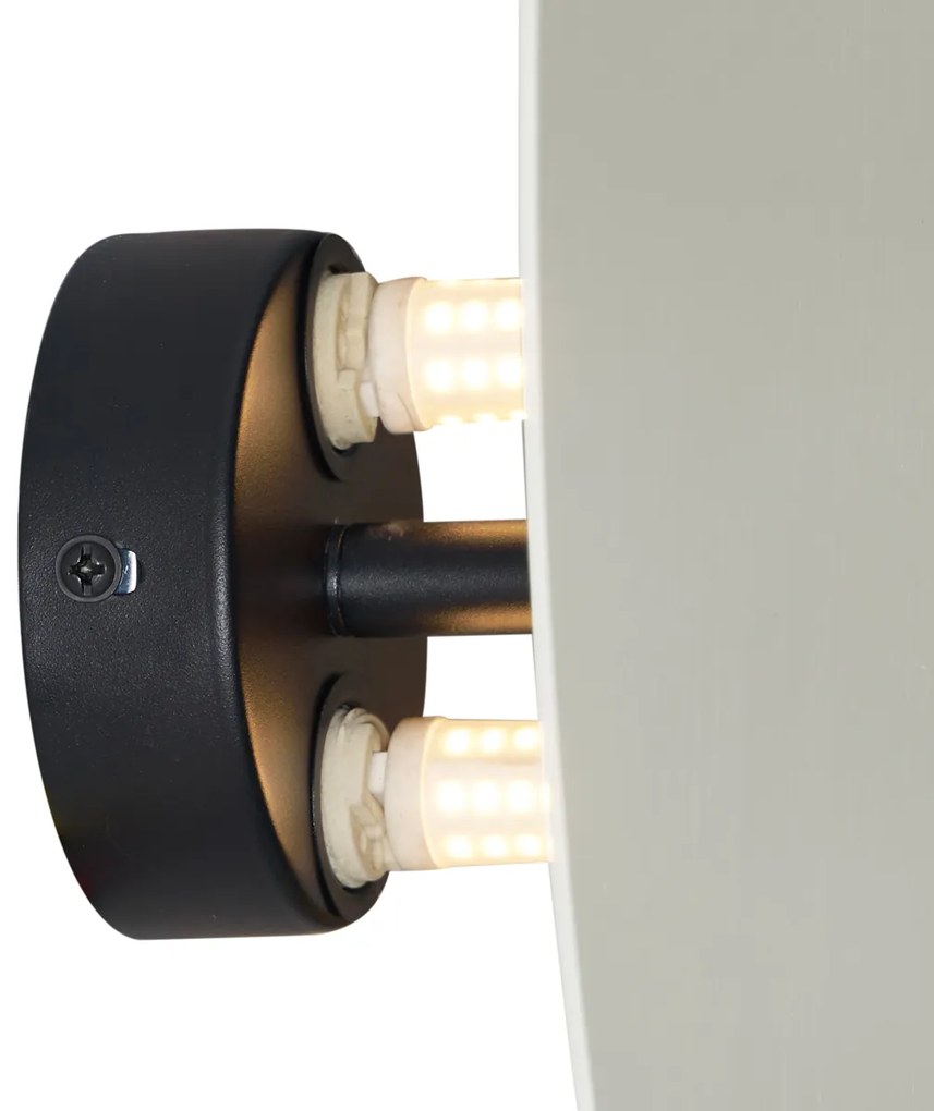 Design wandlamp beige organisch 32cm 2-lichts - Pulley