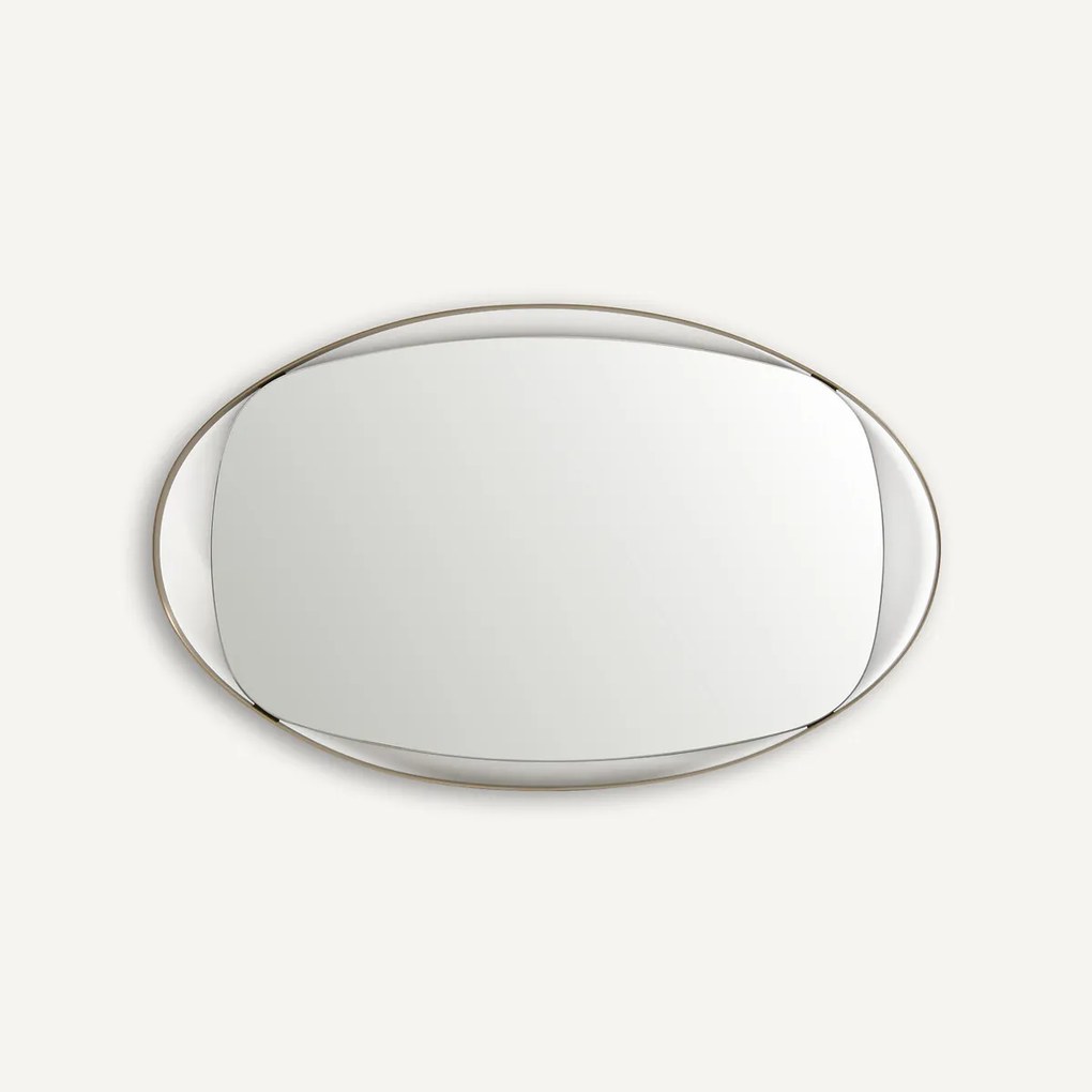 Ovale spiegel in geborsteld roestvrij staal, hoogte 76 cm, AVOLA