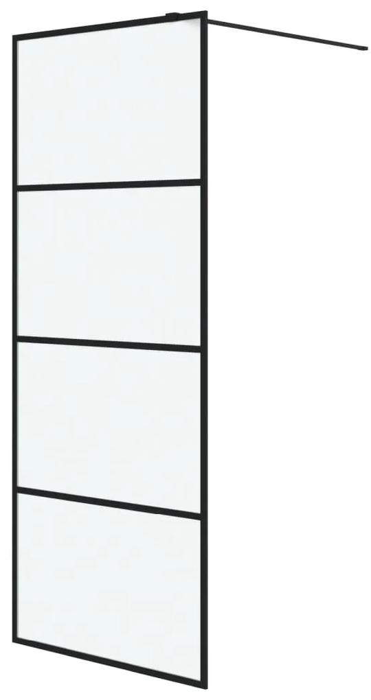 vidaXL Inloopdouchewand 80x195 cm mat ESG-glas zwart
