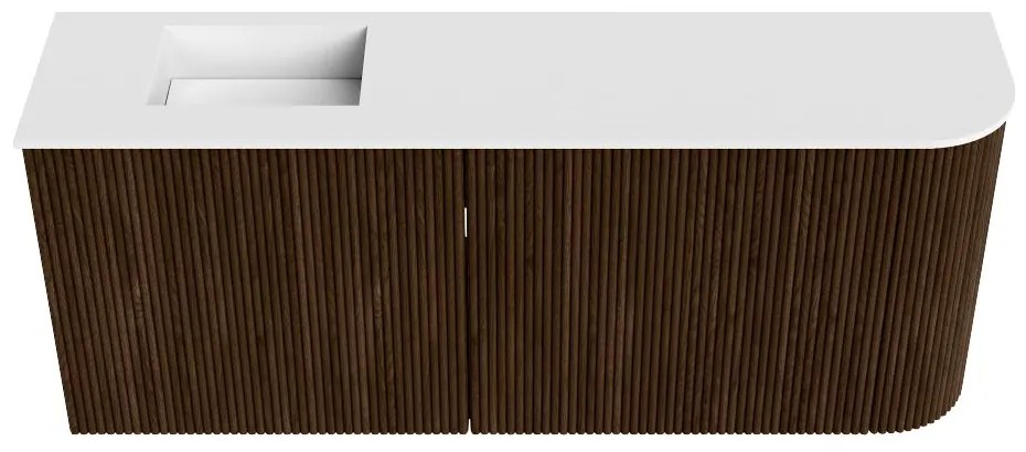 Mondiaz Joya 100cm toiletmeubel ronding rechts walnut met wastafel faye links zonder kraangat talc
