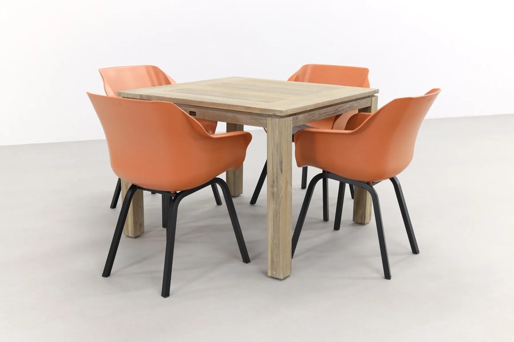 Sophie Element/Rome grey 100x100 cm. 4-persoons tuinset - Terra/Teak
