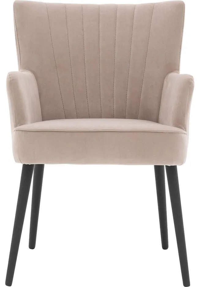 Goossens Eetkamerstoel Rob lichtgrijs velvet stof met armleuning, urban industrieel