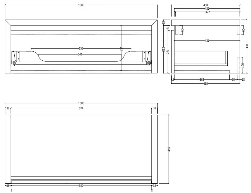 SaniGoods Alvares badmeubel 100cm zonder waskom eiken castle brown