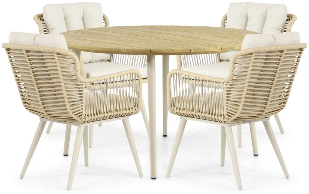 Tuinset 4 personen 130 cm Aluminium/wicker Taupe Coco Custa/Montana