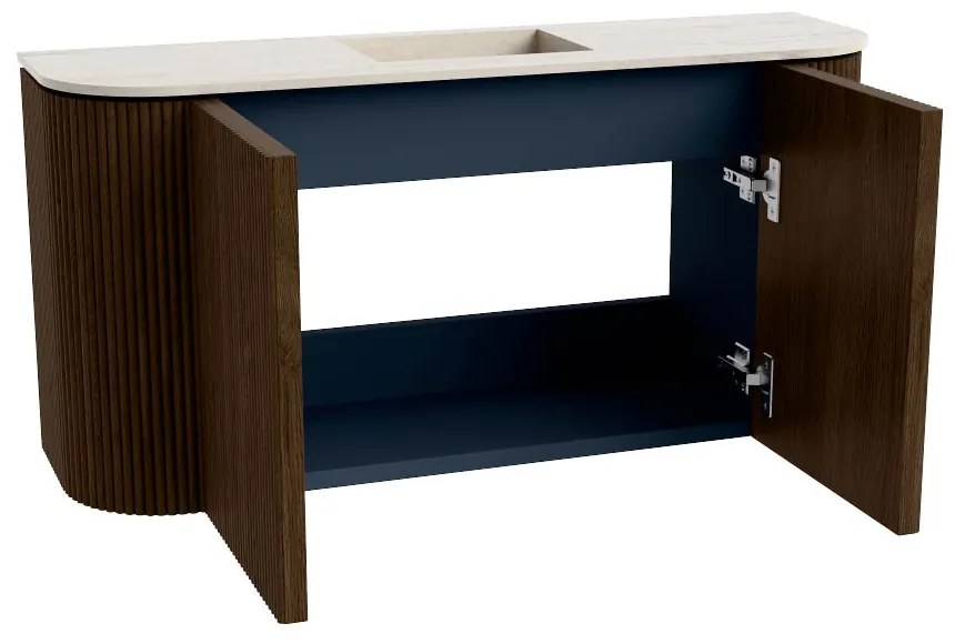 Mondiaz Joya DLux 85cm toiletmeubel ronding links/rechts walnut met wastafel faye midden zonder kraangat meli