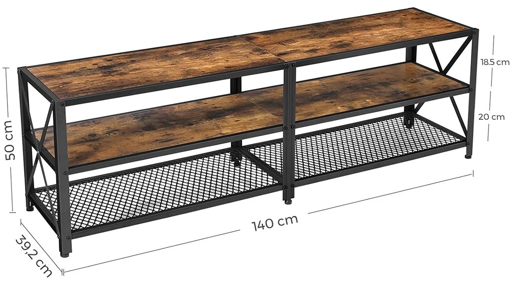 Nancy's Garfield Tv Meubel - Tv Meubels - Tv Kast Industrieel - Salontafel - Bruin/Zwart - 160 x 39.2 x 50 cm (L x B x H)