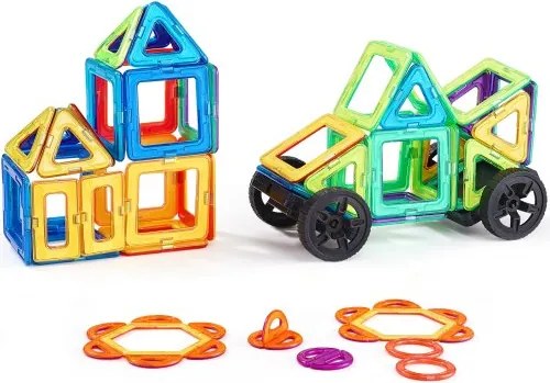 VEVOR Magnetische Bouwstenen, 62-delige Magnetische Bouwset voor Kinderen, Magnetisch Speelgoed met Wielgroepen, STEM Sensorisch Leerspeelgoed, Constructiestapelspeelgoed, Cadeau voor Kinderen vanaf 3 Jaar