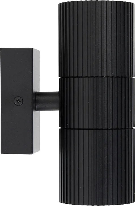 Industriële buiten wandlamp zwart 2-lichts IP44 - Vigo