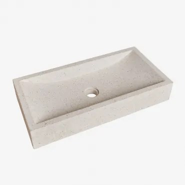 Rechthoekige Wastafel 60x30 Cm In Richard Cement Steen Wit - Sklum