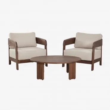 Uleno Tuinset Met 2 Fauteuils En Salontafel Van Acaciahout Donker Acaciabruin - Sklum