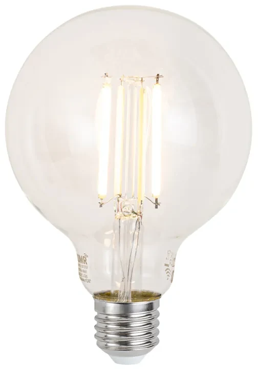 Smart zwart met goud met smoke glas incl. Wifi G95- Zuzanna E27 bol / globe / rond Binnenverlichting Lamp