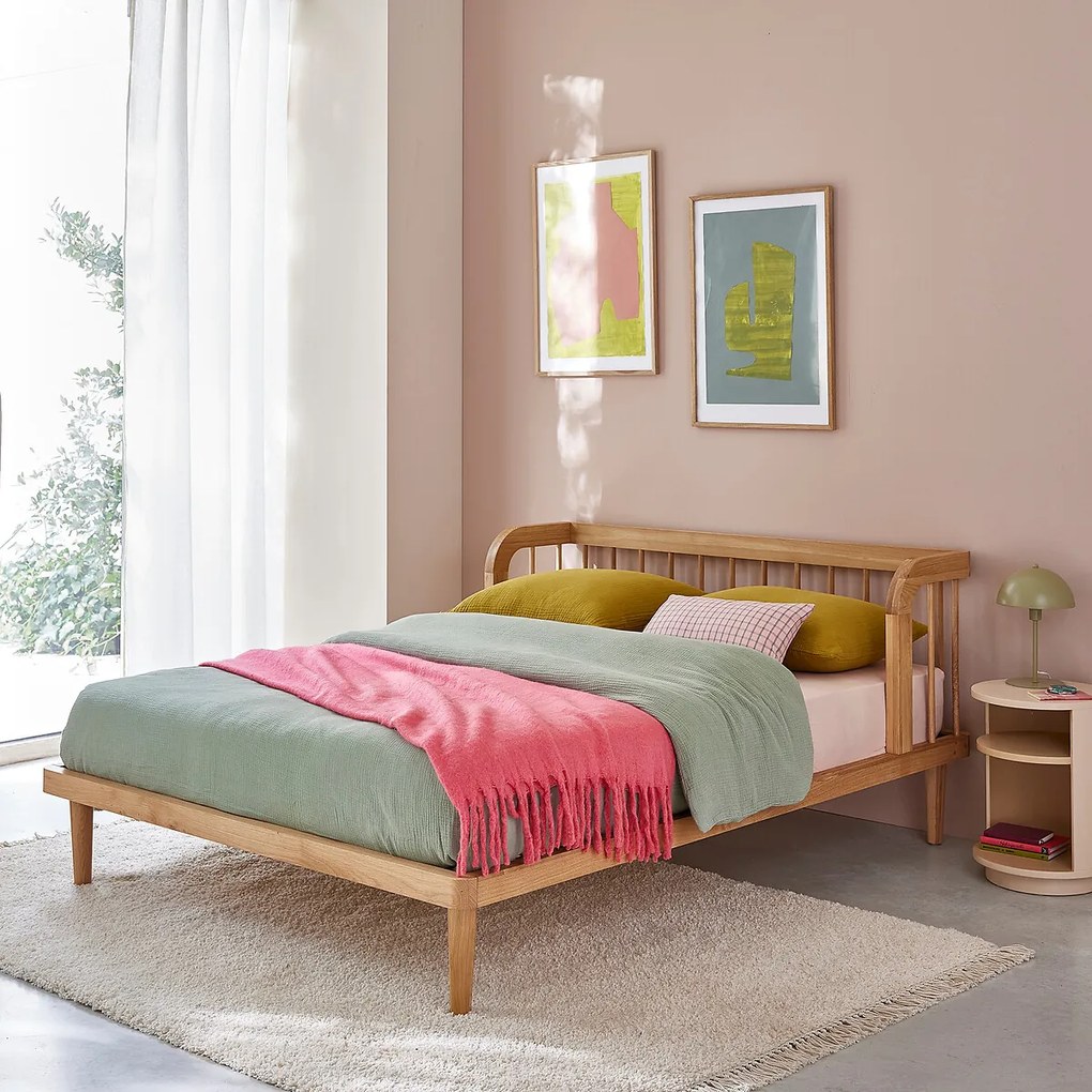 Bed in massief eik met lattenbodem, Matea