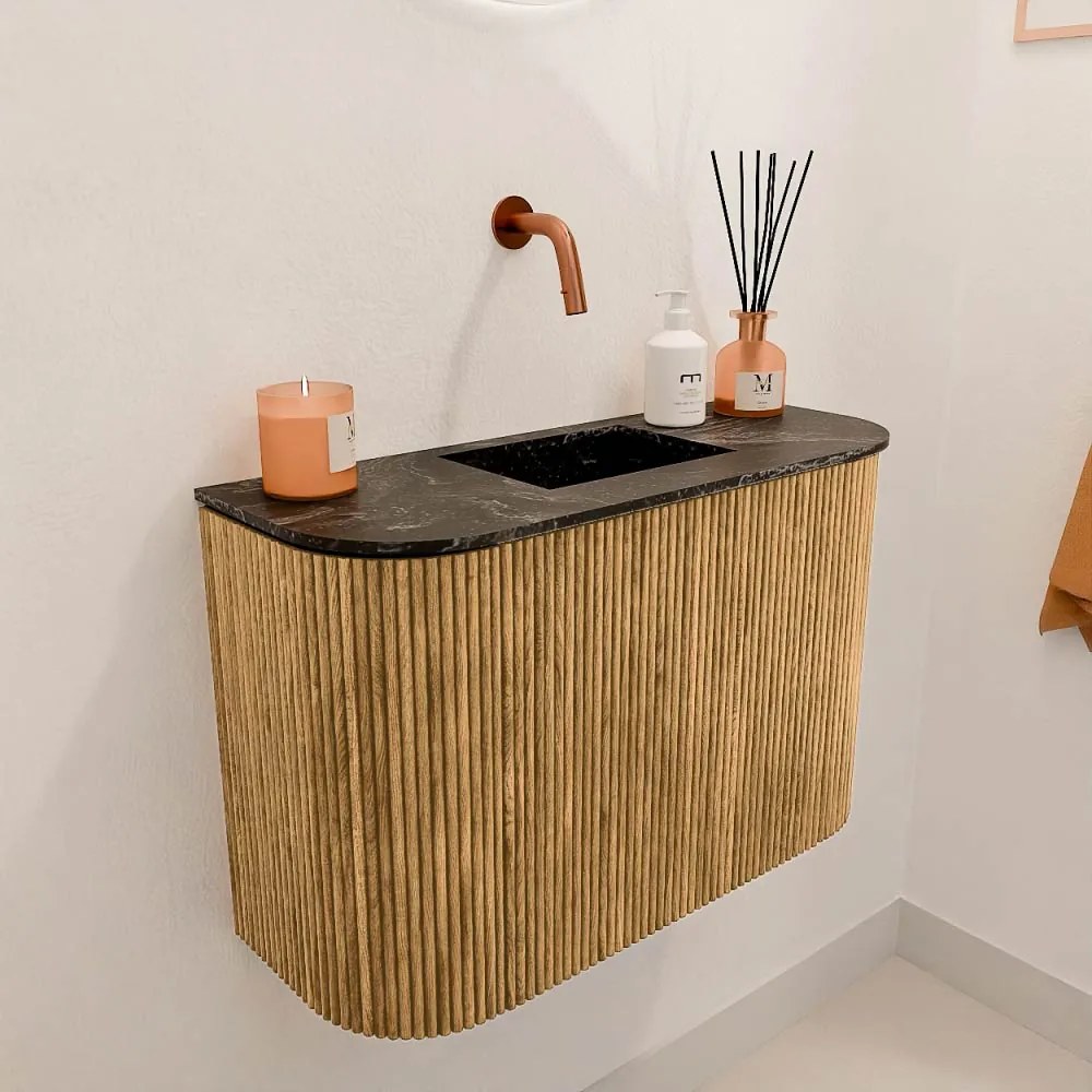 Mondiaz Joya DLux 65cm toiletmeubel ronding links/rechts oak met wastafel faye midden zonder kraangat lava