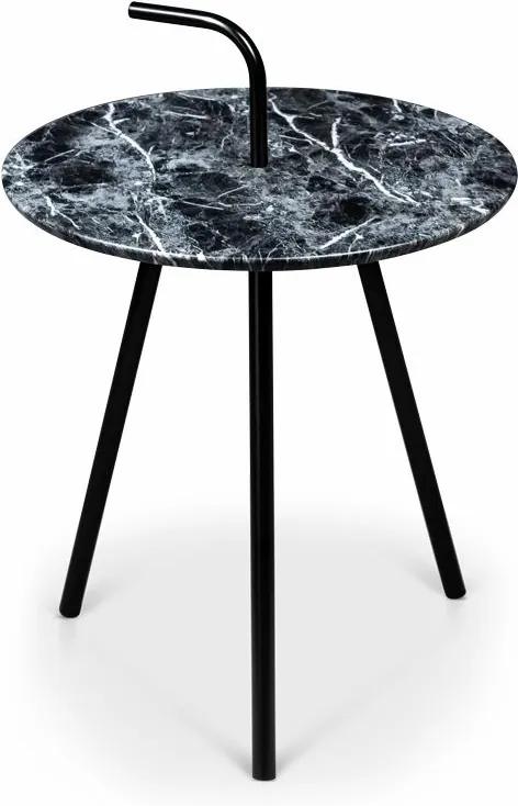 Lanterfant | Bijzettafel Zoe diameter 48 cm x hoogte 52.5 cm olijfgroen, marmer-look bijzettafels staal, mdf, fineer tafels | NADUVI outlet