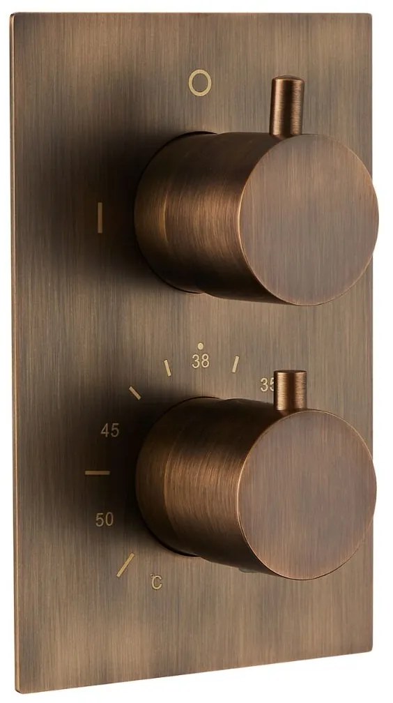 Saniclear Cube inbouw regendouche met inbouw douchekop 30x30cm en 2 standen handdouche verouderd messing
