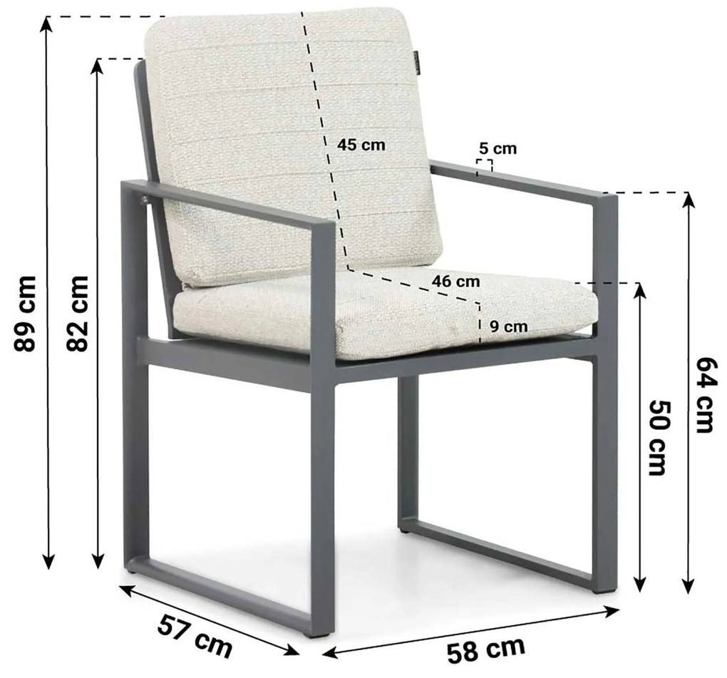 Tuinstoel Aluminium Grijs-antraciet Lifestyle Garden Furniture Nuno