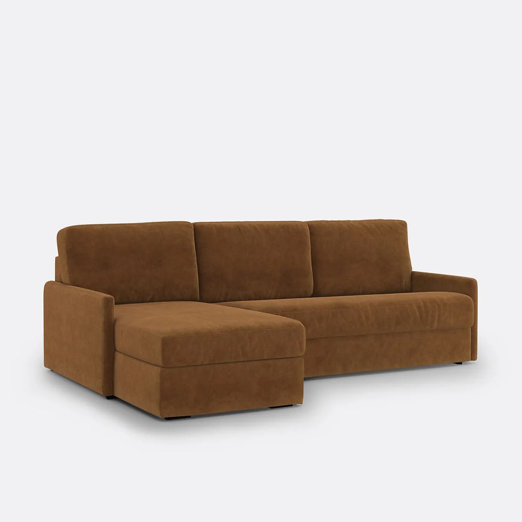 Fluwelen hoekslaapbank, Comfort Bultex® Marta