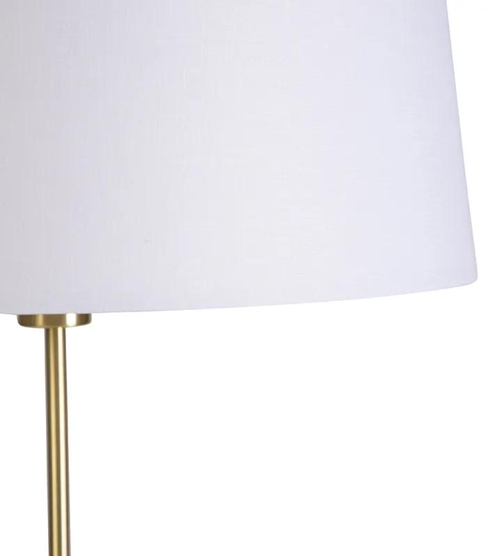 Vloerlamp goud/messing met linnen kap wit 45 cm - Parte Design, Modern E27 cilinder / rond rond Binnenverlichting Lamp