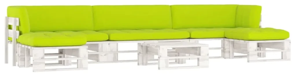 vidaXL 6-delige Loungeset pallet met kussens wit geïmpregneerd hout
