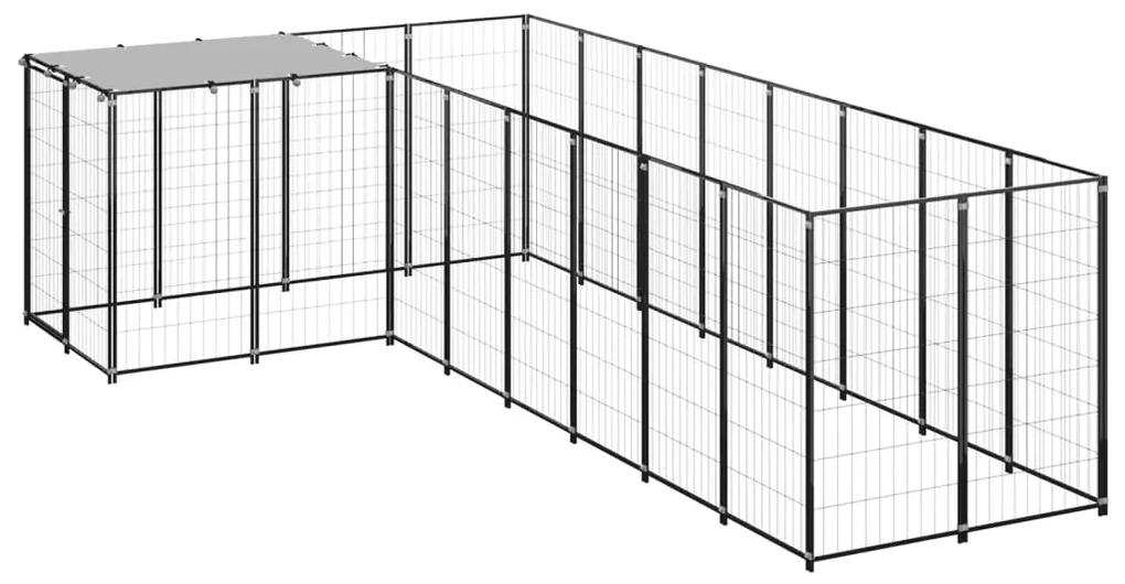 vidaXL Hondenkennel 6,05 m² staal zwart