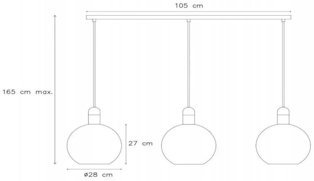 Lucide Julius hanglamp 105cm 3x E27 wit