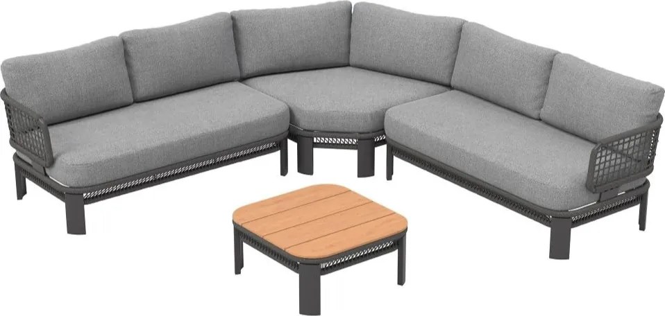 Tuinmeubelset met hoekbank Ravello Corner 5 antraciet Garden Point