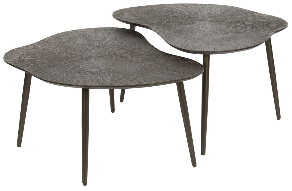 Salontafel Set Organische Vorm Brons - 79 X 59cm.