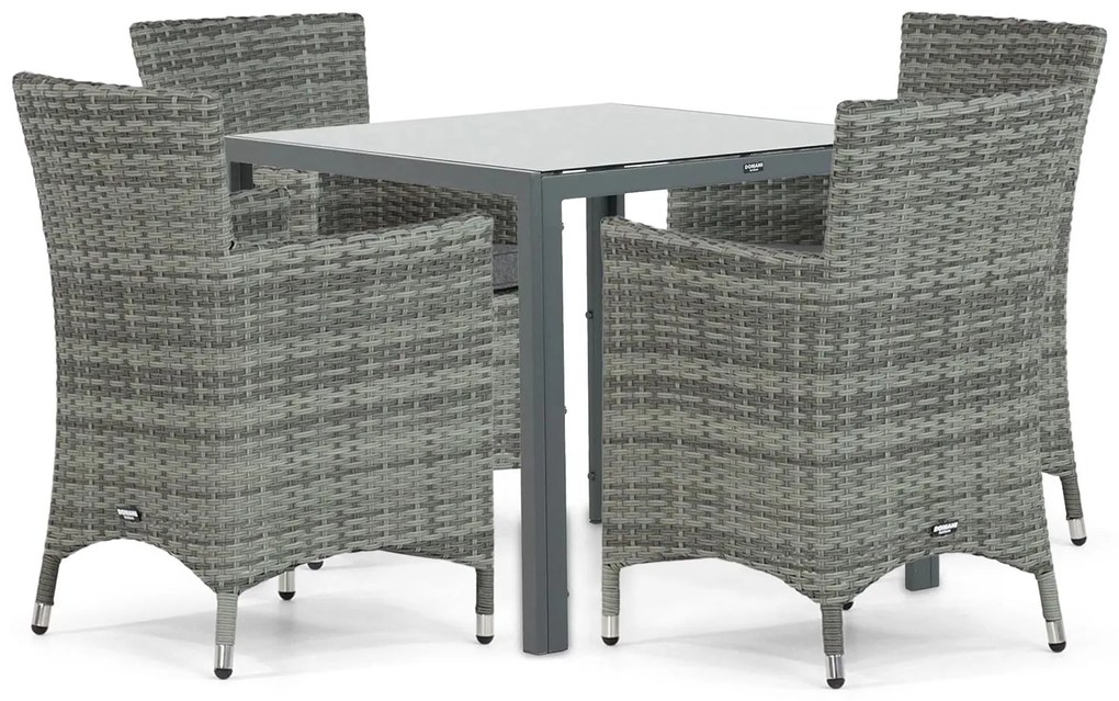 Tuinset 4 personen 85 cm Wicker Grijs Domani Furniture Miami/Venustas