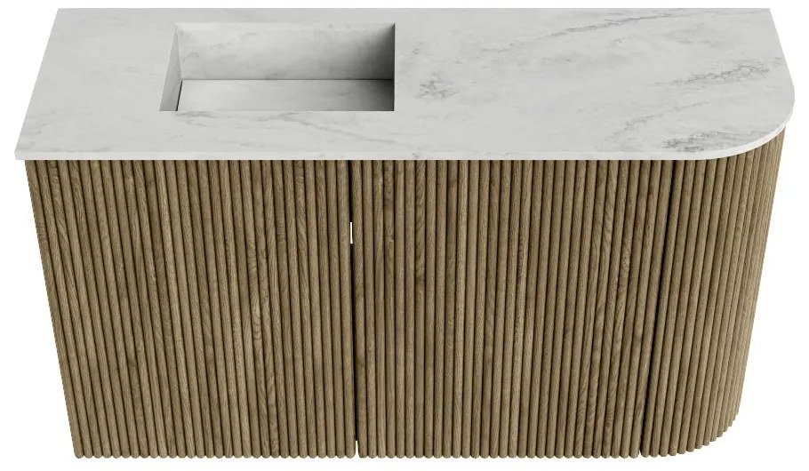 Mondiaz Joya DLux 70cm toiletmeubel ronding rechts dusk met wastafel faye links 1 kraangat opalo