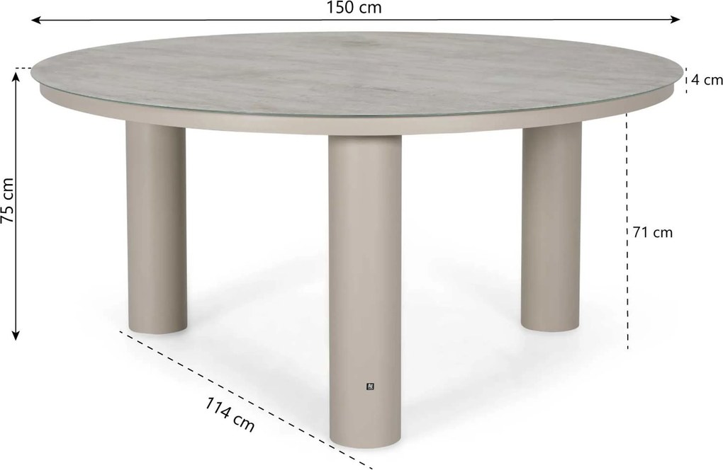 Tuinset Ronde Tuintafel 6 personen Rope Zand/Beige 4 Seasons Outdoor Calma/Arancia