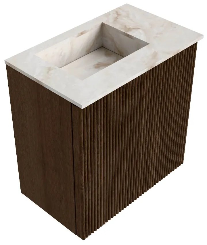 Mondiaz Joya DLux 40cm toiletmeubel walnut met wastafel faye links zonder kraangat frappe