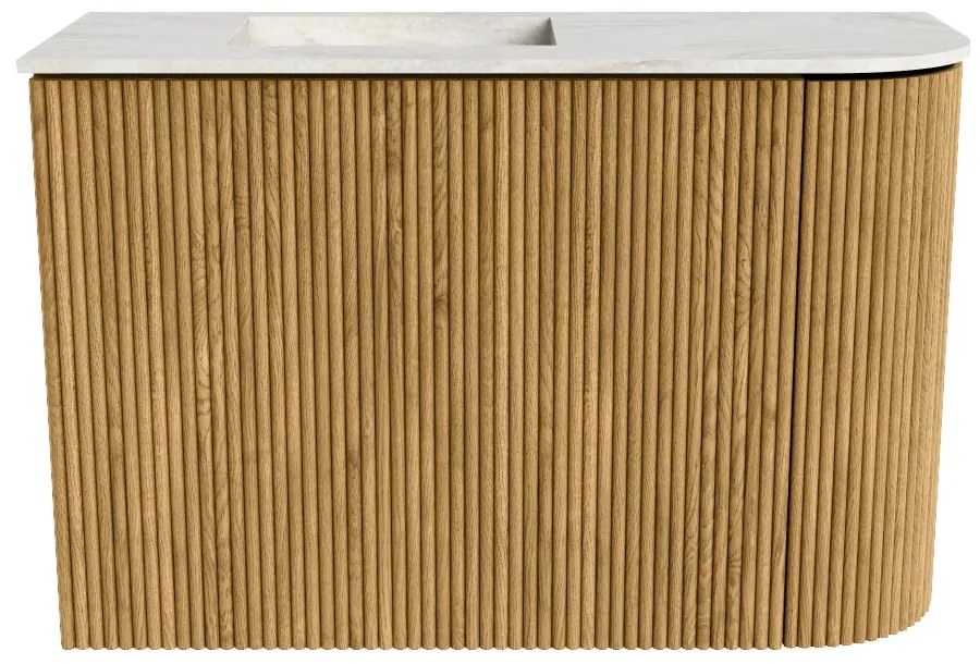 Mondiaz Joya DLux 60cm toiletmeubel ronding rechts oak met wastafel faye links 1 kraangat ostra