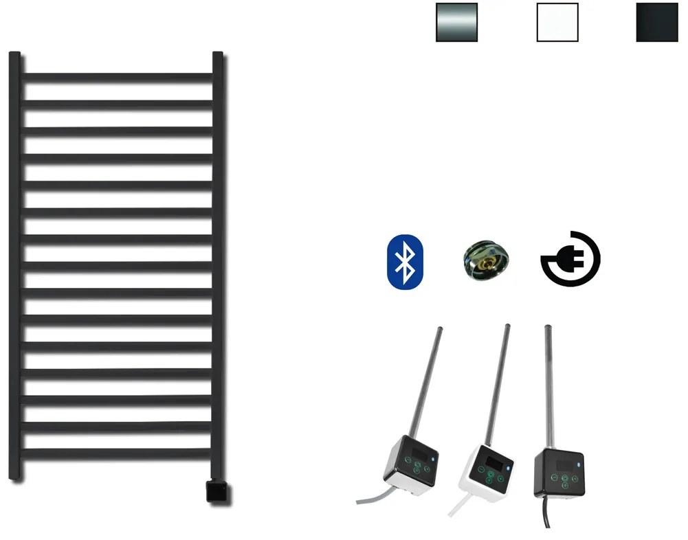 Sanicare Qubic elektrische radiator met Bluetooth en thermostaat 125x60cm zwart mat